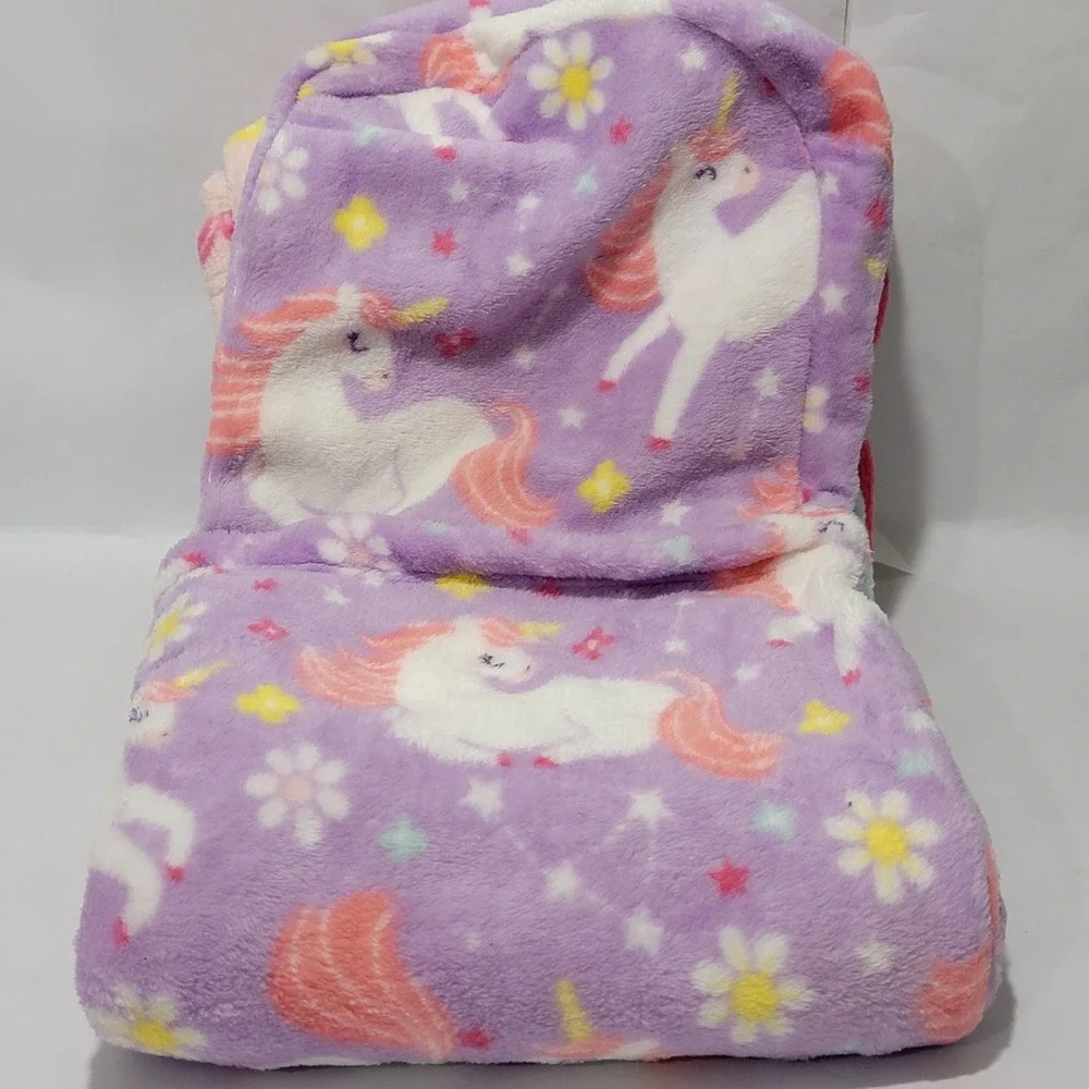 Comfort Bay for Kids Hooded Throw Blanket‎ 2 Pack Dinosaur Unicorn 50x25 NEW